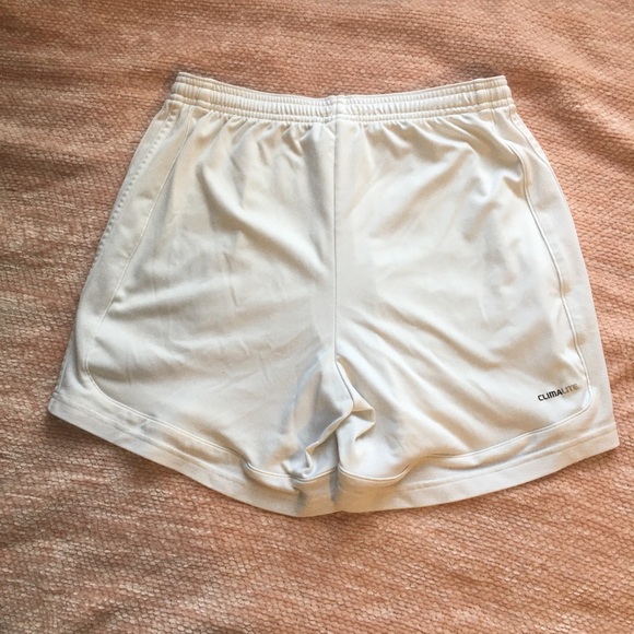 SOLD adidas white climalite soccer running shorts - Picture 3 of 6